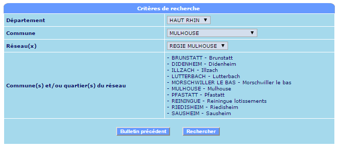 Critères de recherche qualité de l'eau Mulhouse